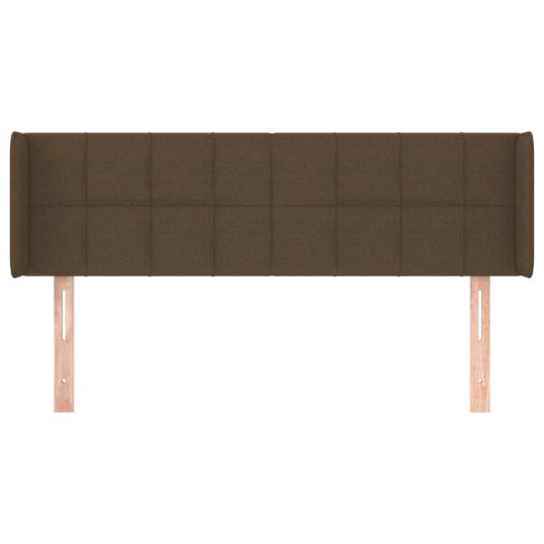 vidaXL Cabeceira de cama c/ abas tecido 147x16x78/88cm castanho-escuro