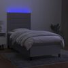 vidaXL Cama box spring c/ colch&atilde;o e LED 90x200 cm tecido cinza-claro
