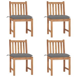 vidaXL Cadeiras de jardim c/ almofad&otilde;es 4 pcs madeira de teca maci&ccedil;a