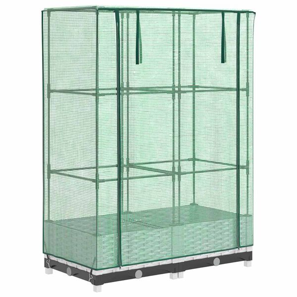 vidaXL Canteiro elevado com cobertura de estufa aspeto de vime