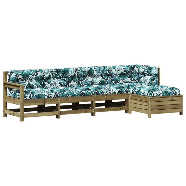 vidaXL 5 pcs conjunto lounge de jardim c/ almofad&otilde;es pinho impregnado