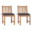 vidaXL Cadeiras de jardim c/ almofad&otilde;es 2 pcs teca maci&ccedil;a