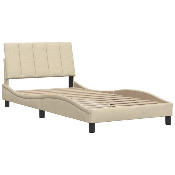 vidaXL Estrutura de cama sem colch&atilde;o Hanko 100x200 cm tecido cor creme