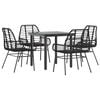 vidaXL Conjunto de jantar jardim 5 pe&ccedil;as vidro vime PE preto