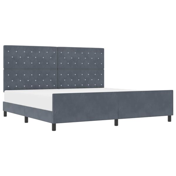 vidaXL Cama Box com cabeceira Cinzento escuro 200 x 200 cm Veludo