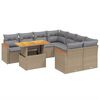 vidaXL 9 pcs conjunto de sof&aacute;s p/ jardim com almofad&otilde;es vime PE bege