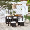 vidaXL 5 pcs conjunto jantar p/ exterior vime e madeira acácia preto