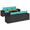 vidaXL 7 pcs conjunto de sof&aacute;s p/ jardim c/ almofad&otilde;es vime PE preto