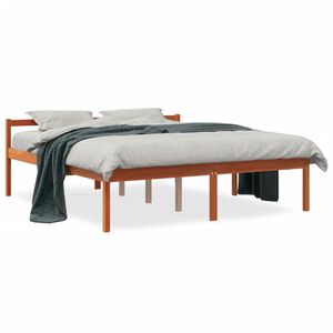 vidaXL Cama para idosos 160x200 cm madeira pinho maci&ccedil;a castanho cera