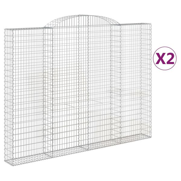 vidaXL Cestos gabi&atilde;o arqueados 2pcs 300x30x220/240cm ferro galvanizado