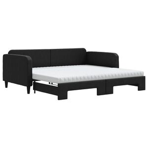 vidaXL Sof&aacute;-cama com gavet&atilde;o e colch&otilde;es 100x200 cm tecido preto