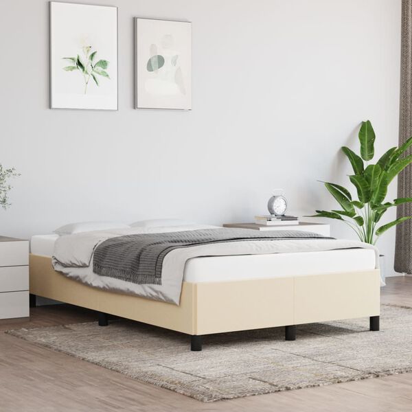 vidaXL Estrutura de cama sem colch&atilde;o 120x200 cm tecido cor creme