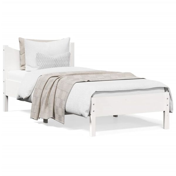 vidaXL Cama sem colch&atilde;o 90x190 cm madeira de pinho maci&ccedil;a branco