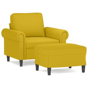 vidaXL Poltrona com apoio de p&eacute;s 60 cm veludo amarelo
