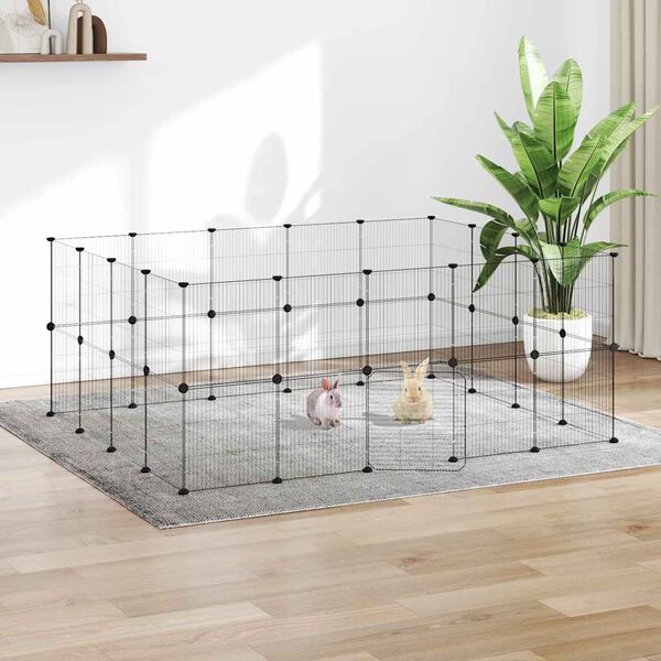 vidaXL Gaiola p/ animais de 36 pain&eacute;is c/ porta 35x35 cm a&ccedil;o preto
