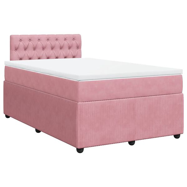 vidaXL Cama boxspring com colch&atilde;o 120x200 cm veludo rosa