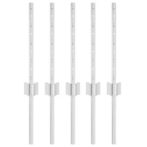 vidaXL Poste de Cerca 5 pcs Prateado 40 cm A&ccedil;o
