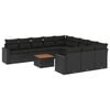 vidaXL 12 pcs conjunto de sof&aacute;s de jardim c/ almofad&otilde;es vime PE preto