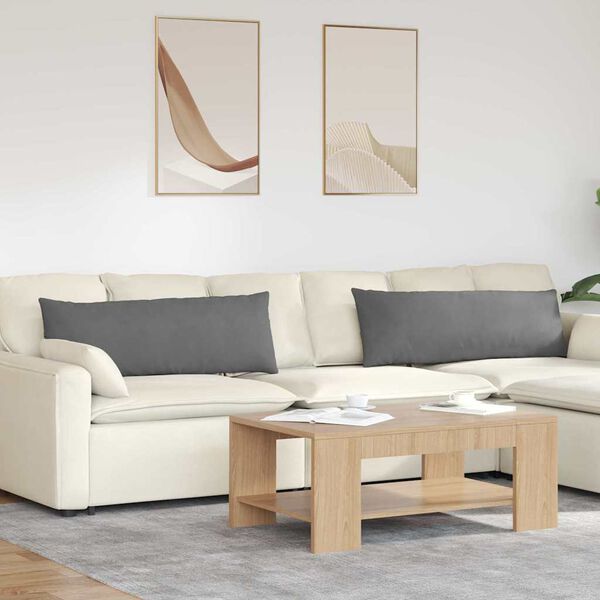 vidaXL Travesseiros de Sof&aacute; 2 pcs Cinza Escuro 120 x 40 cm tecido