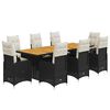 vidaXL 9 pcs conjunto de bistr&ocirc; p/ jardim c/ almofad&otilde;es vime PE preto