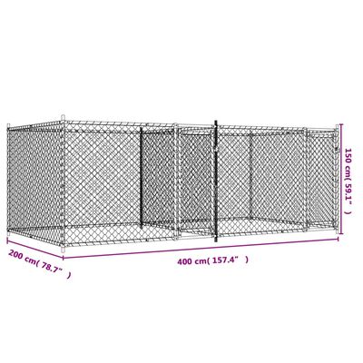 vidaXL Jaula para cão com portas 4x2x1,5 m aço galvanizado cinzento