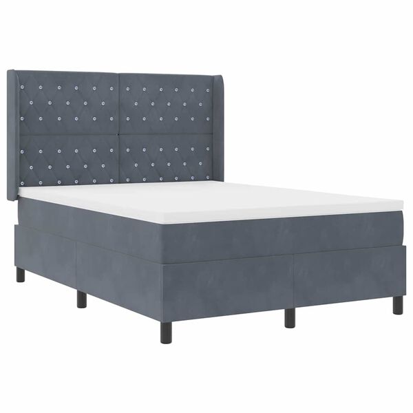 vidaXL Cama Box com colch&atilde;o Cinza Escuro 140 x 200 cm Veludo