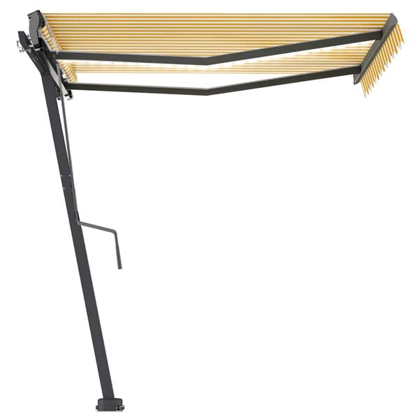 vidaXL Toldo retr&aacute;til manual com LED 300x250 cm amarelo e branco