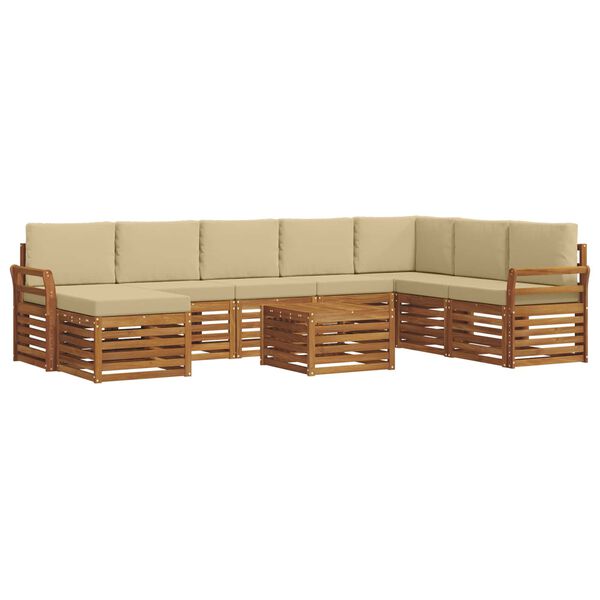 vidaXL Conjunto de Sof&aacute; Sectional com almofada 9 pcs Natural e Bege