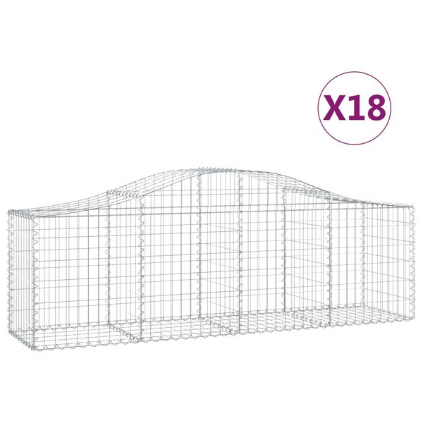 vidaXL Cestos gabi&atilde;o arqueados 18pcs 200x50x60/80 cm ferro galvanizado