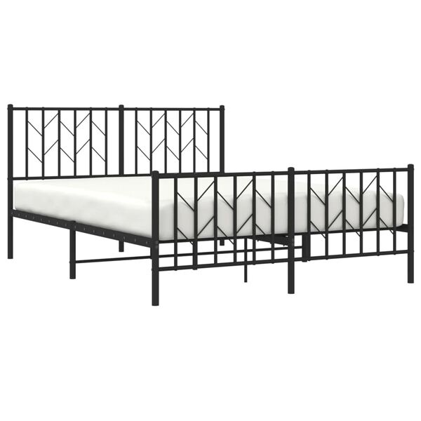vidaXL Estrutura de cama com cabeceira e p&eacute;s 135x190 cm metal preto