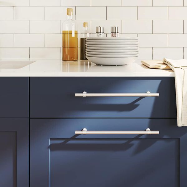 vidaXL Puxadores para m&oacute;veis 5 pcs 224 mm a&ccedil;o inoxid&aacute;vel prateado