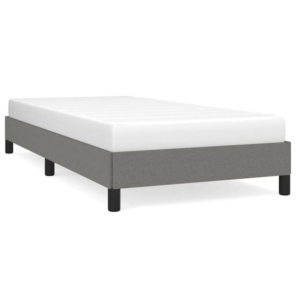 vidaXL Estrutura de cama sem colch&atilde;o 90x200 cm tecido cinzento-escuro