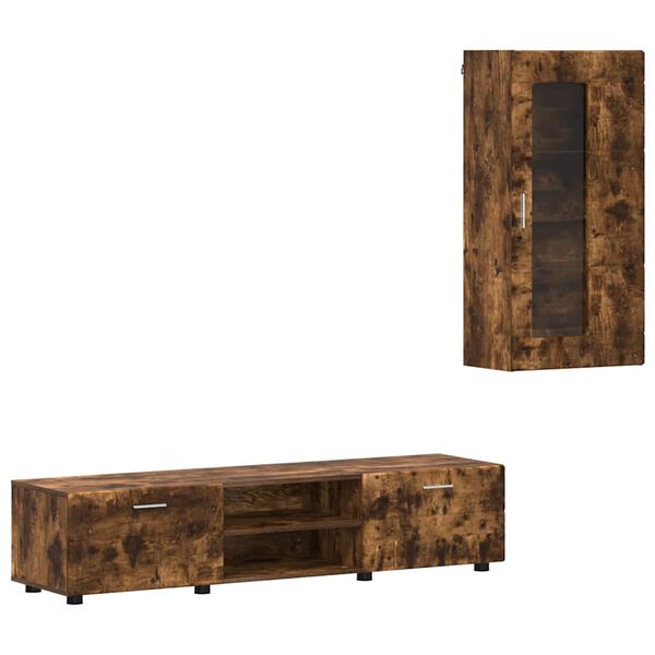 vidaXL Conjunto de m&oacute;vel de TV com gaveta FLORIN Carvalho Defumado