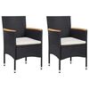 vidaXL Cadeiras de jantar para jardim 2 pcs vime PE preto