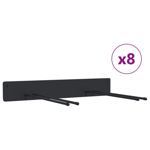 vidaXL Suportes de parede p/ ferramentas de jardim 8 pcs aço preto