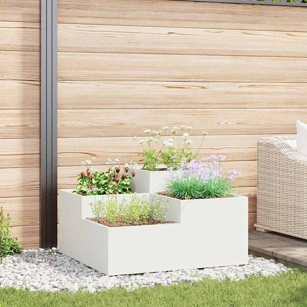 vidaXL Vaso de Jardim Branco 80 x 80 x 48 cm A&ccedil;o