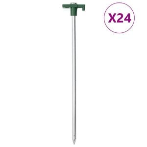 vidaXL Estacas para tenda 24 pcs 25 cm 7 mm a&ccedil;o galvanizado e PP