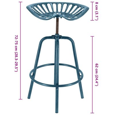 Esschert Design Cadeira de bar industrial azul