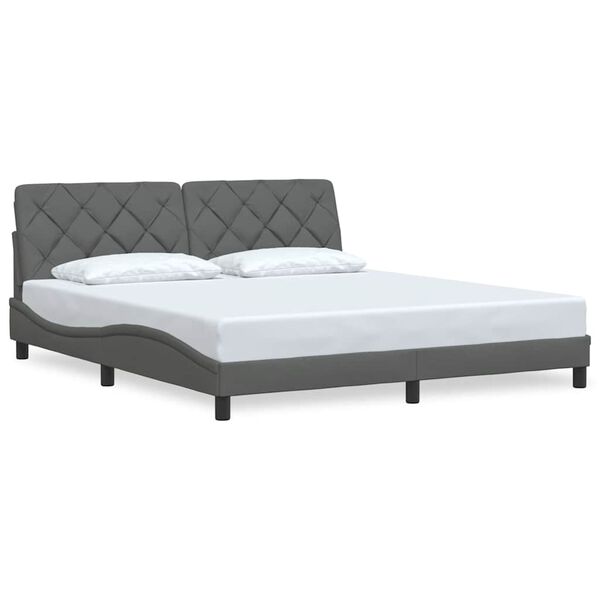 vidaXL Estrutura de cama sem colch&atilde;o 180x200 cm tecido cinzento-escuro