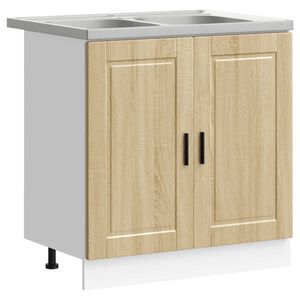 vidaXL Gabinete Base para Pia Porto 2 unid. Castanho 80 x 46 x 81,5 cm