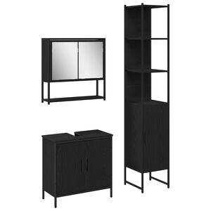vidaXL Conjunto de M&oacute;veis para Banheiro 3 unid. Preto