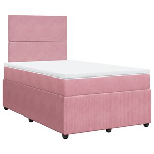 vidaXL Cama boxspring com colch&atilde;o 120x190 cm veludo rosa