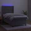 vidaXL Cama box spring c/ colch&atilde;o/LED 90x200 cm veludo cinzento-claro