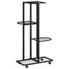 vidaXL Suporte vasos c/ 4 prateleiras e rodas 44x23x80 cm ferro preto