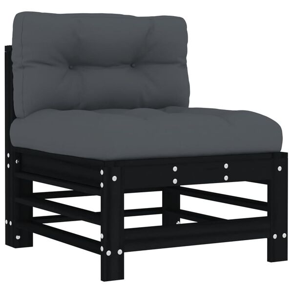 vidaXL 6pcs conjunto lounge jardim c/ almofad&otilde;es madeira maci&ccedil;a preto