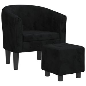 vidaXL Poltrona com apoio de p&eacute;s veludo preto