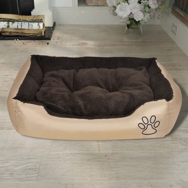 vidaXL Cama para cães quente com almofadão acolchoado L