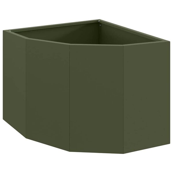 vidaXL Vaso de Canto Verde-oliva 45 x 45 x 35 cm A&ccedil;o