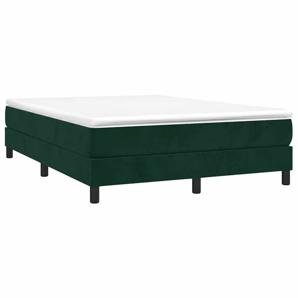 vidaXL Cama com molas/colch&atilde;o 140x200 cm veludo verde-escuro