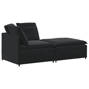 vidaXL Sof&aacute; modular com pufes e almofadas veludo preto